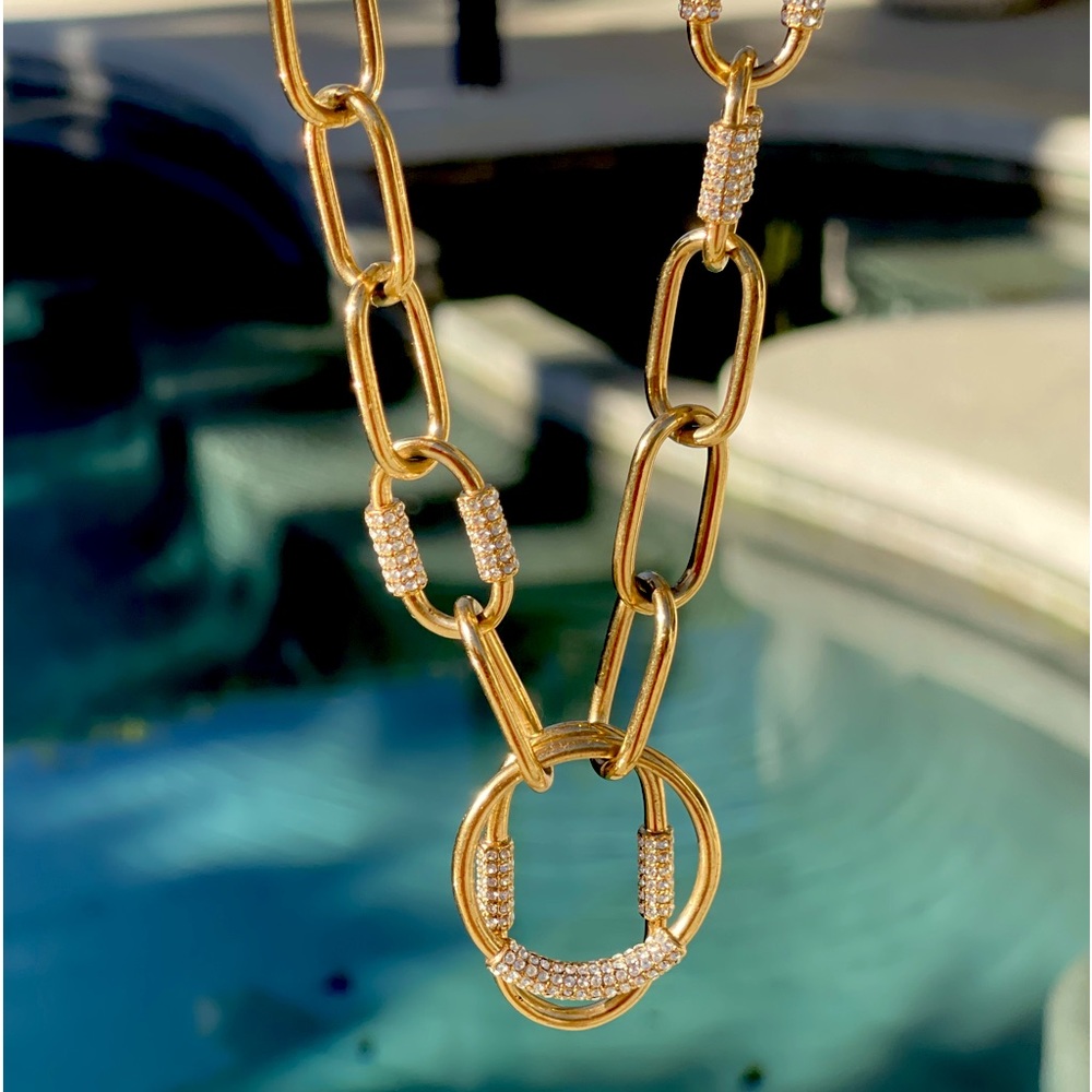 Trina Trunk Pave Link Necklace Gold - Picture 5 of 6